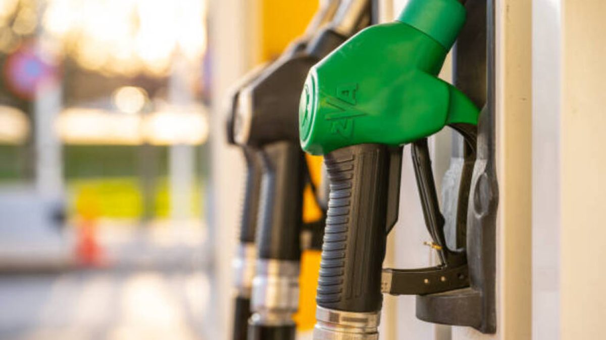 Gothenburg, Sweden - April 18 2023: Gas station pump handles at a gas station.